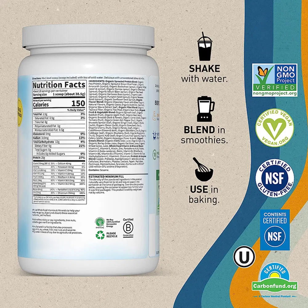 Suplemento de batido de reemplazo de comida a base de plantas de chocolate orgánico crudo OEM ODM
