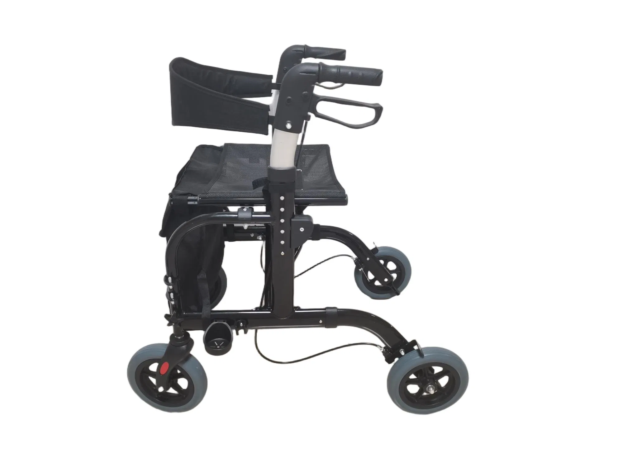 Foldable Rollator Walkers with Seat for Seniors, Height Adjustable Handle, 8'' Wheels