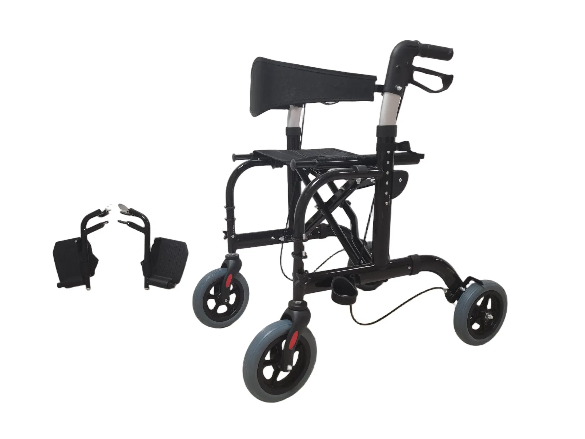 Foldable Rollator Walkers with Seat for Seniors, Height Adjustable Handle, 8'' Wheels