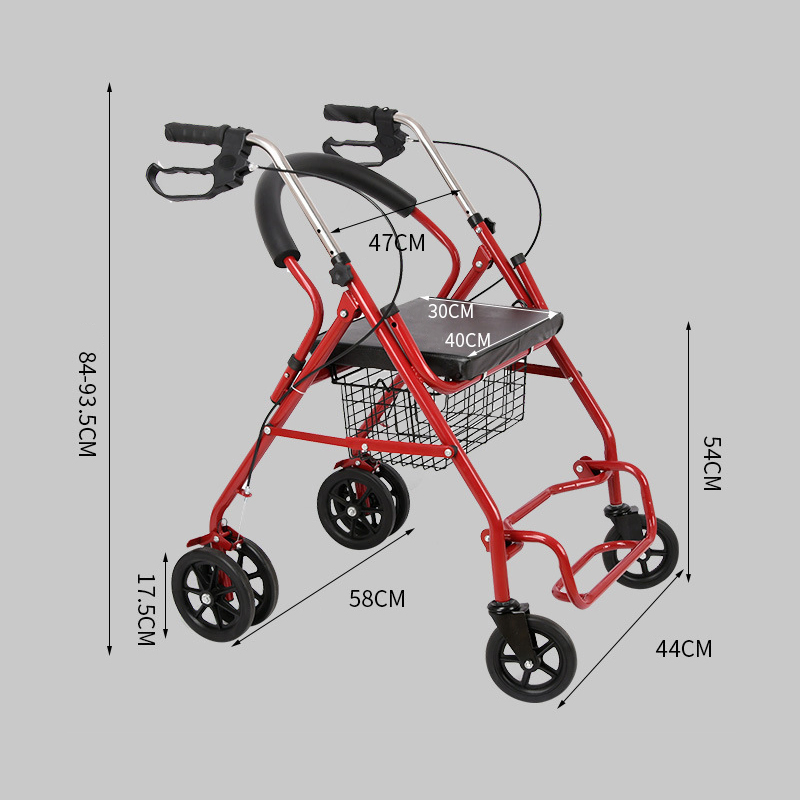 Sht High Quality Foldable Outdoor Shopping Medical Rollator Walker with Seat for Elder