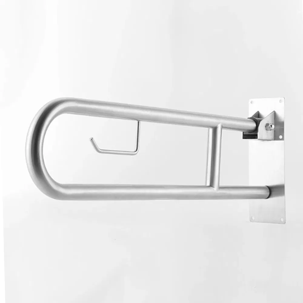 Disabled Flip-up Grab Bar with Paper Holder 24 Inch Bathroom Safety