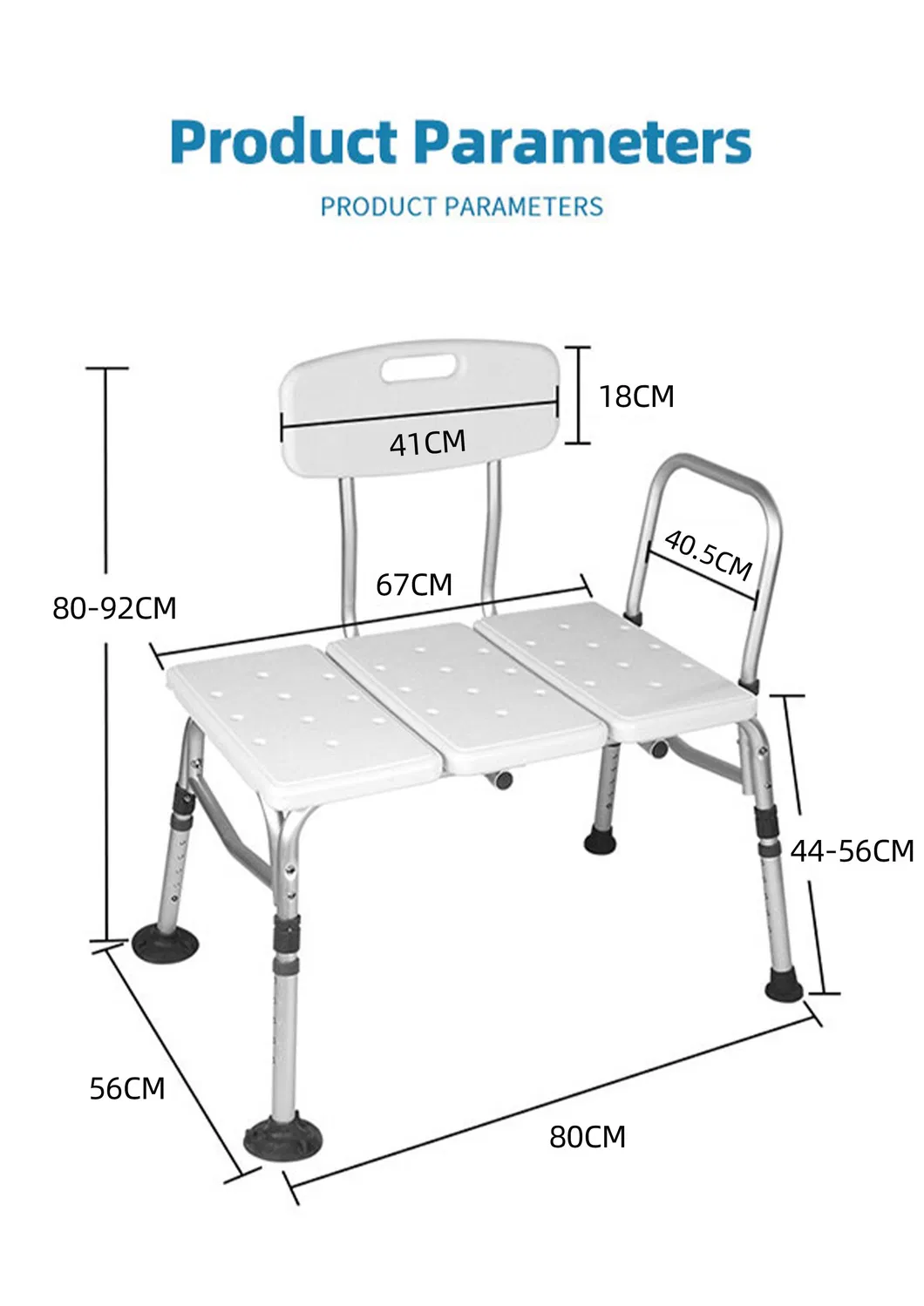 Adjustable Tub Shower Transfer Bath Bench with Back