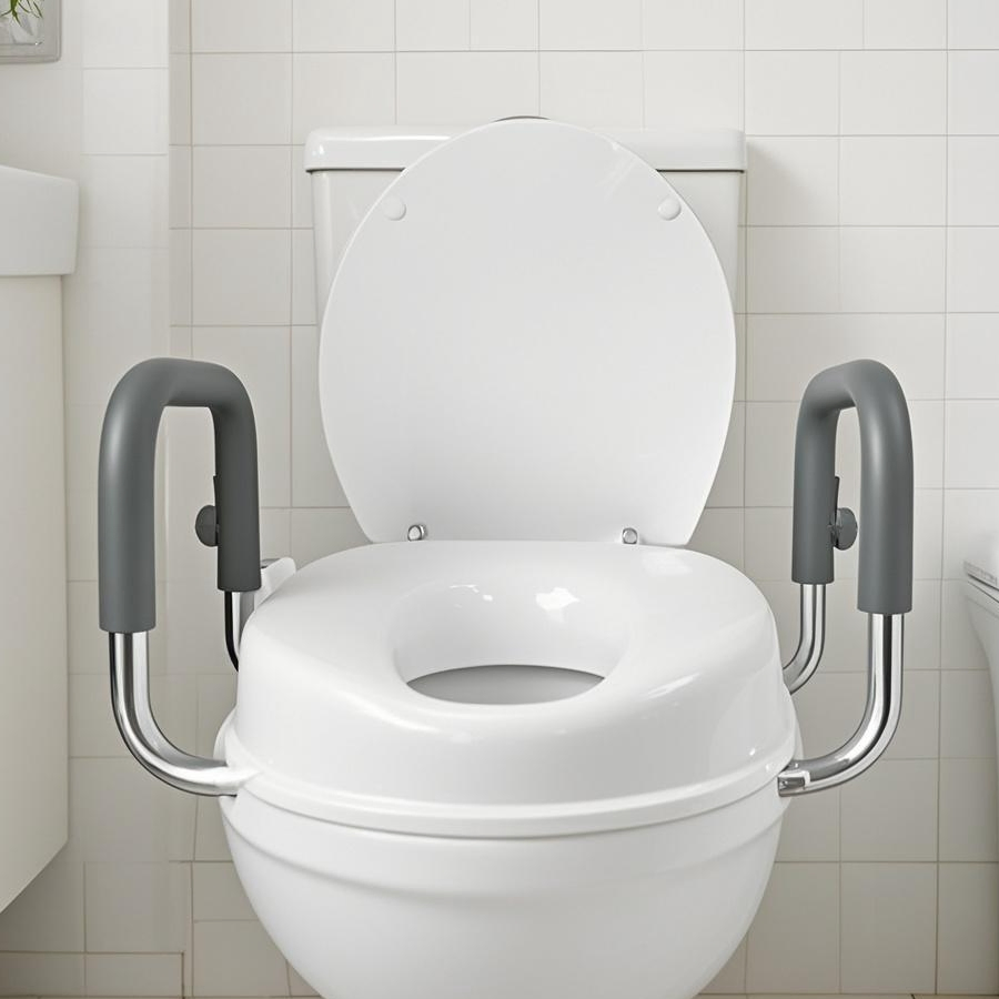 Adjustable Height Plastic Raised Toilet Seat with Handles