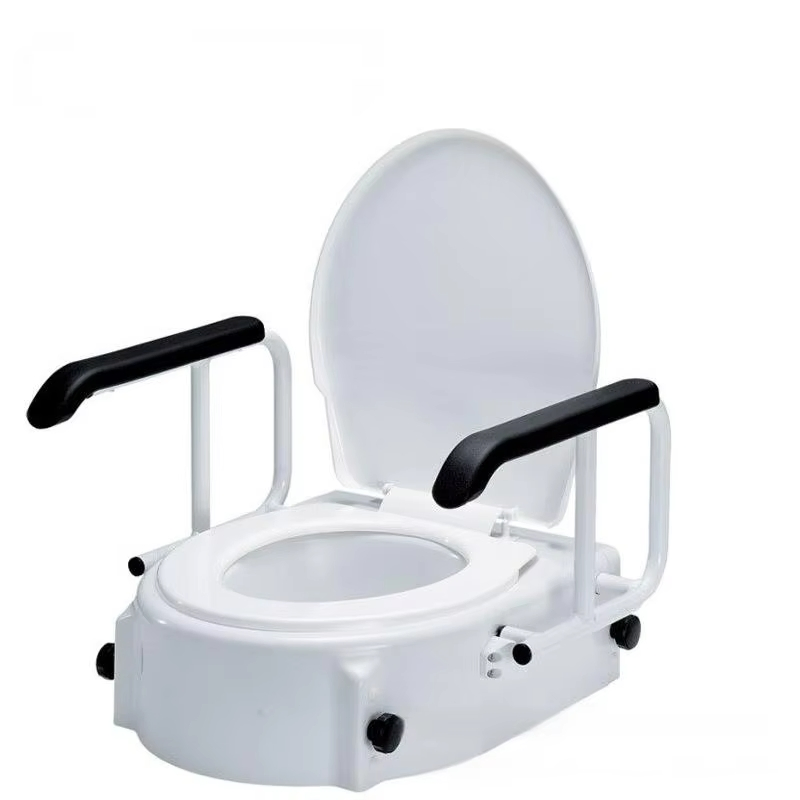 Raised Toilet Seat with Removable Padded Arms and Slip-Resistant Bottom