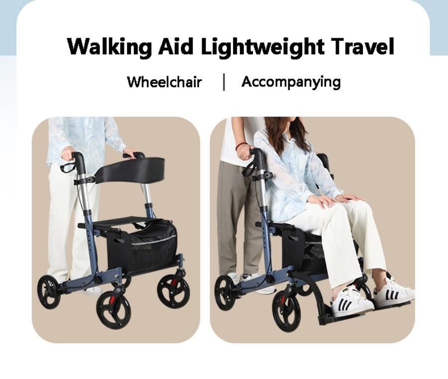 Customized China Portable Rollator Walker with Seat for Elderly Disabled Medical Aid