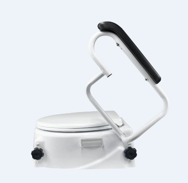 Raised Toilet Seat with Removable Padded Arms and Slip-Resistant Bottom