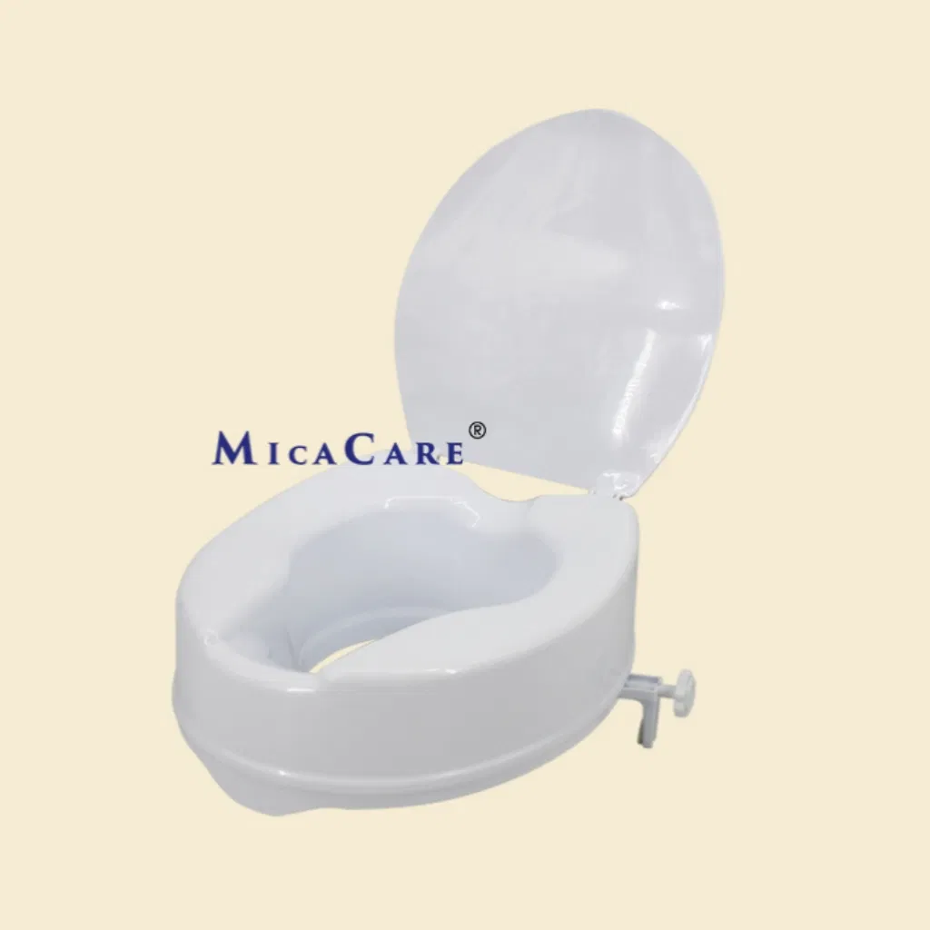 Soild Plastic Raised Toilet Seat with Detachable Handles and Lid