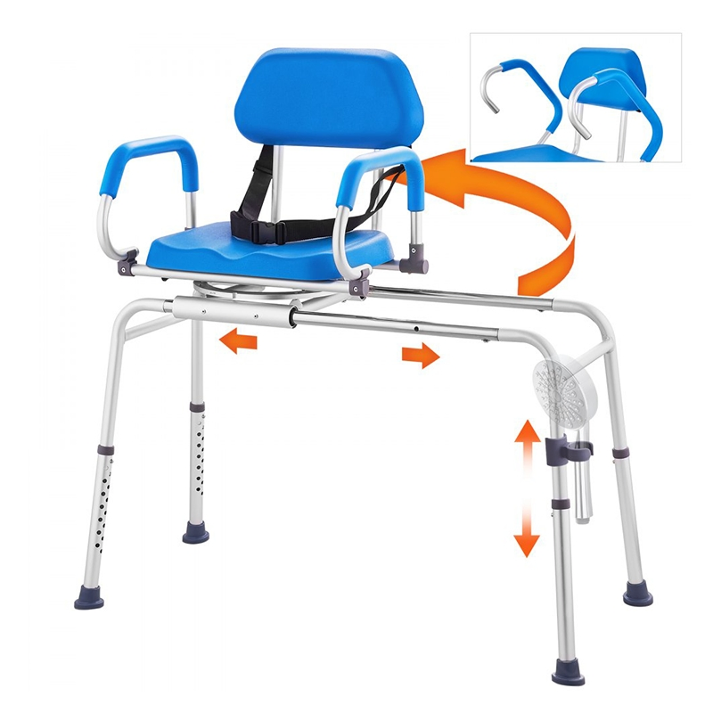 Anti-Slip Aluminum Bath Seat Shower Chair Sliding Tub Bench