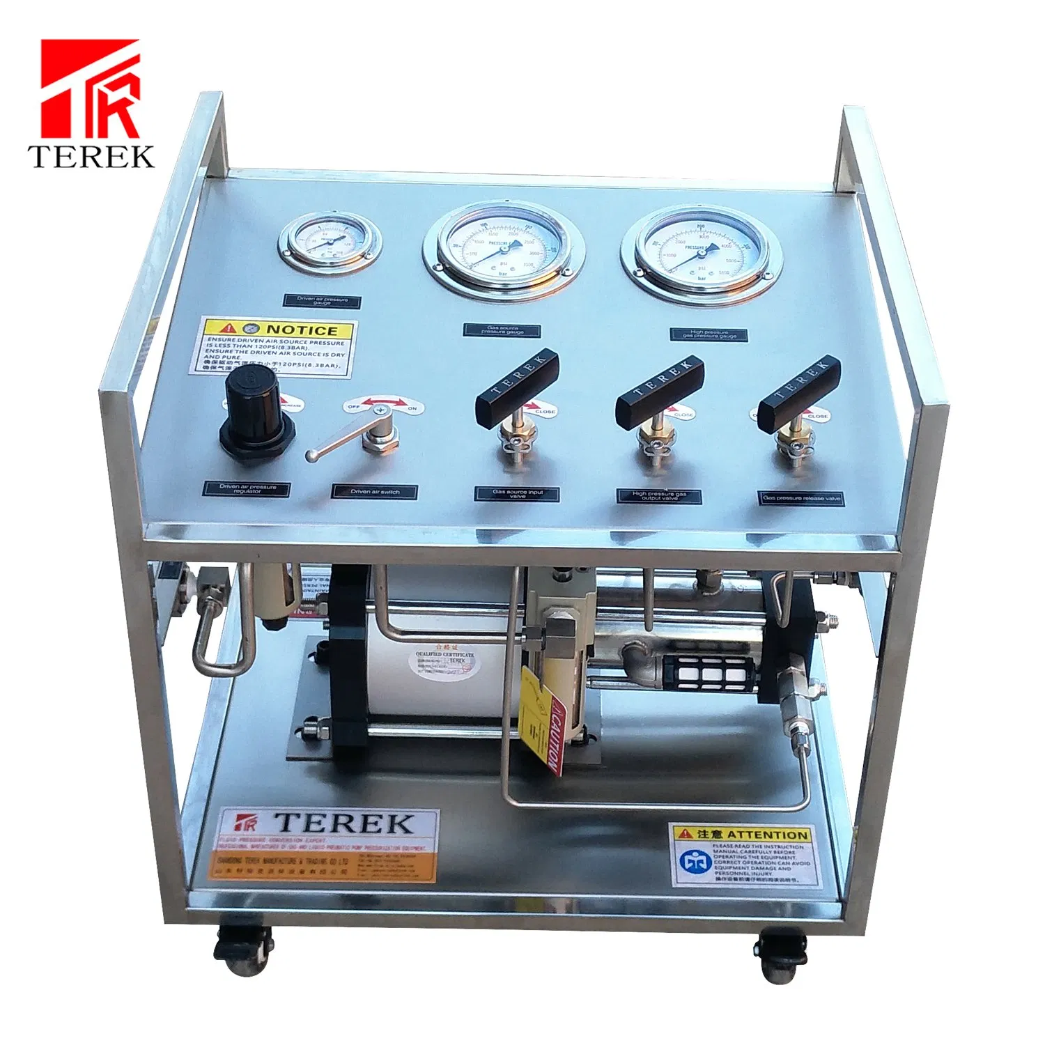 Terek Brand Air Driven Oxygen Cylinder Filling Transfer Machine Nitrogen Filling Bench