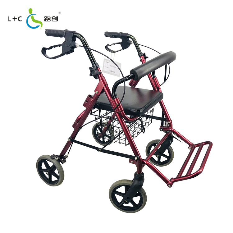 Foldable Lightweight Aluminum Rollator with Seat Footrest