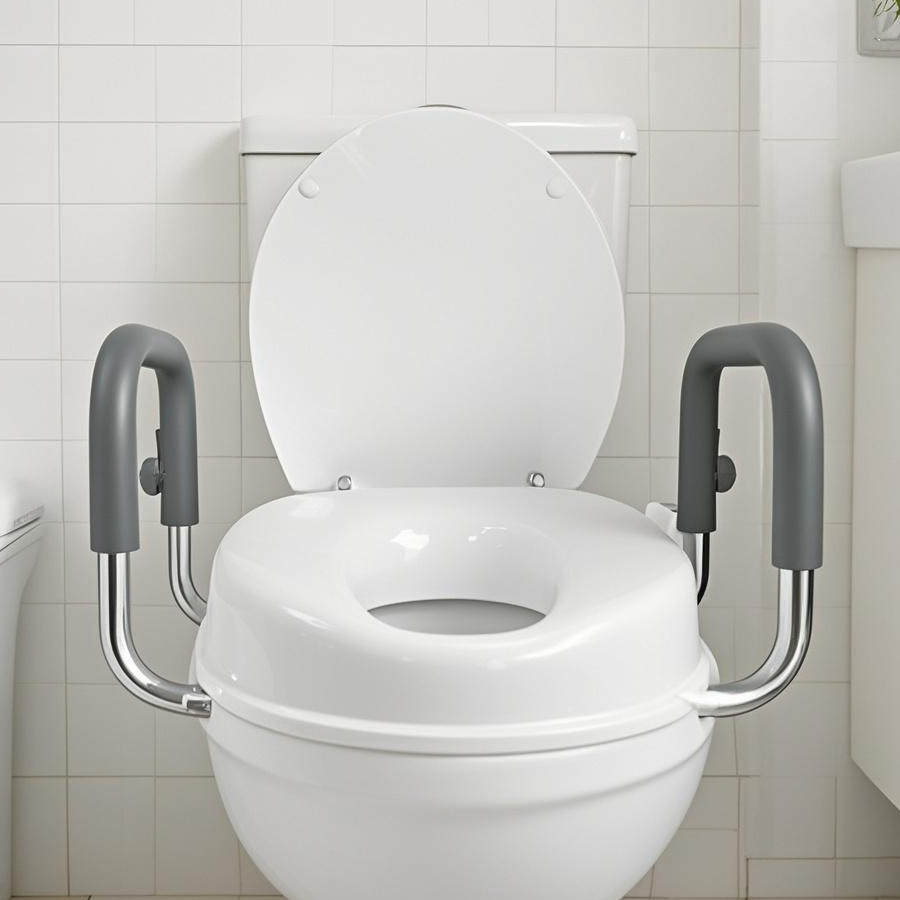 Adjustable Height Plastic Raised Toilet Seat with Handles