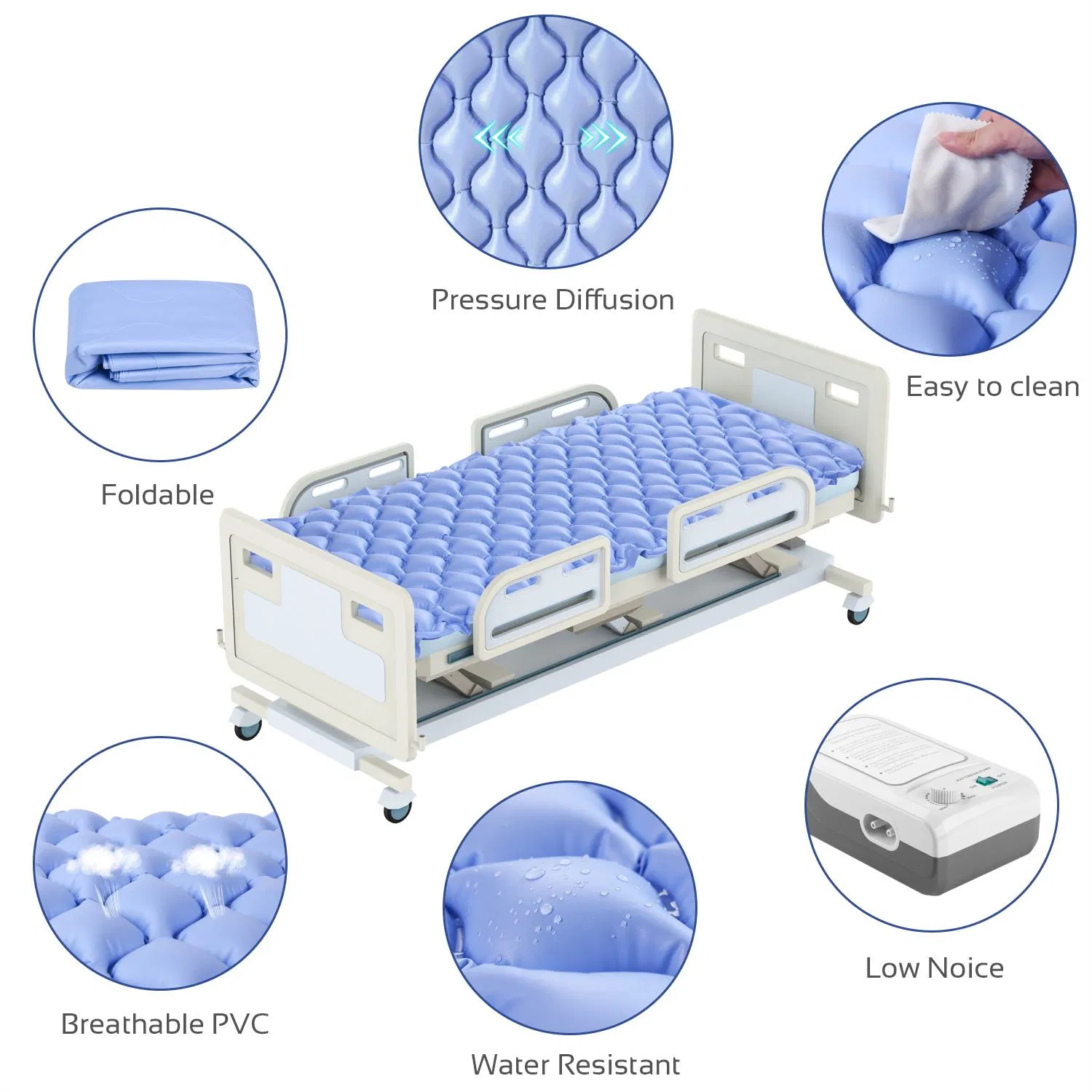 Medical Inflatable Anti-Decubitus Air Mattress for Hospital Bed Air Bubble Air Mattress