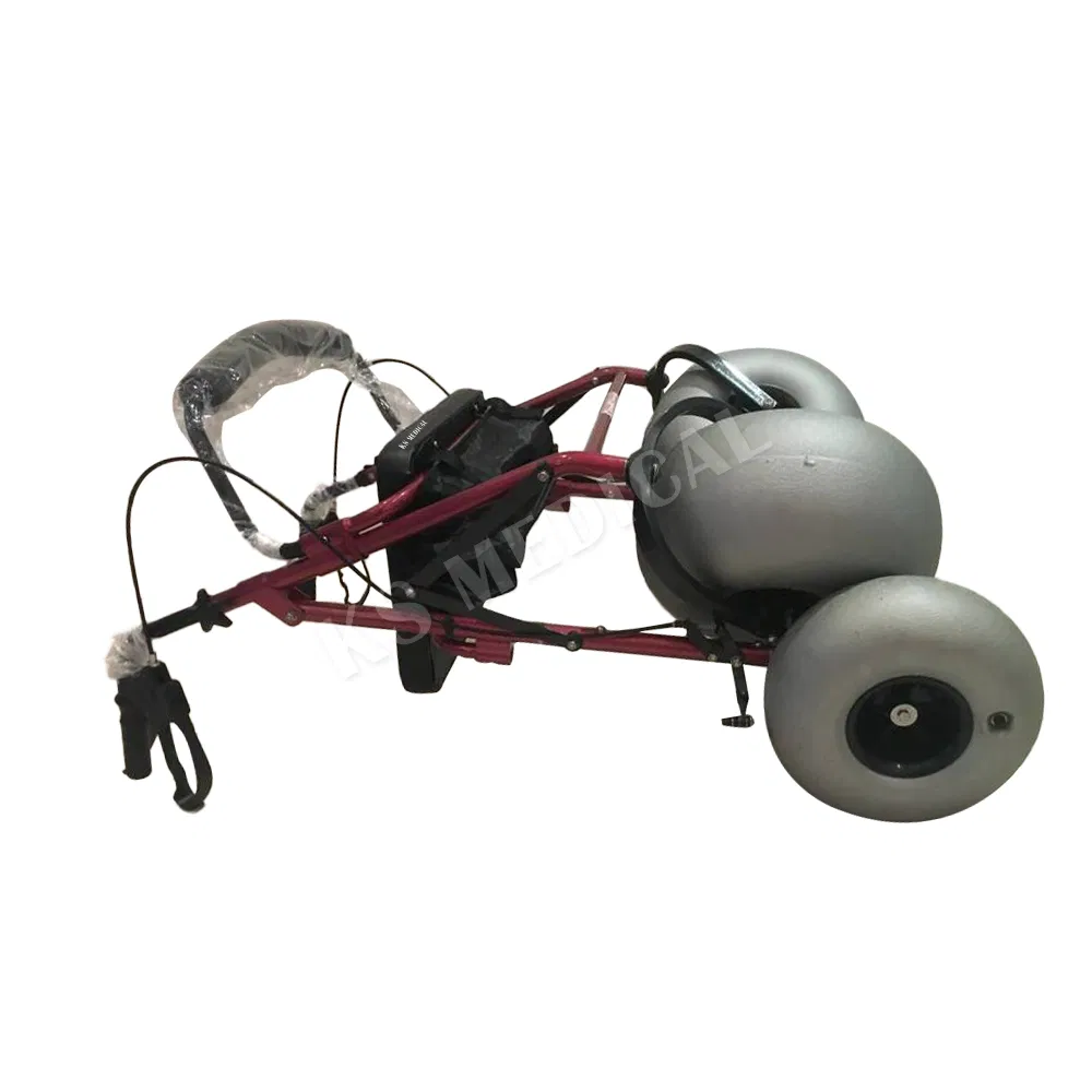 Ksm-Sw3 All Terrain Beach Rollator with Large Wheels and Seat Foldable Lightweight Elderly Mobility Sand Walker with Brakes