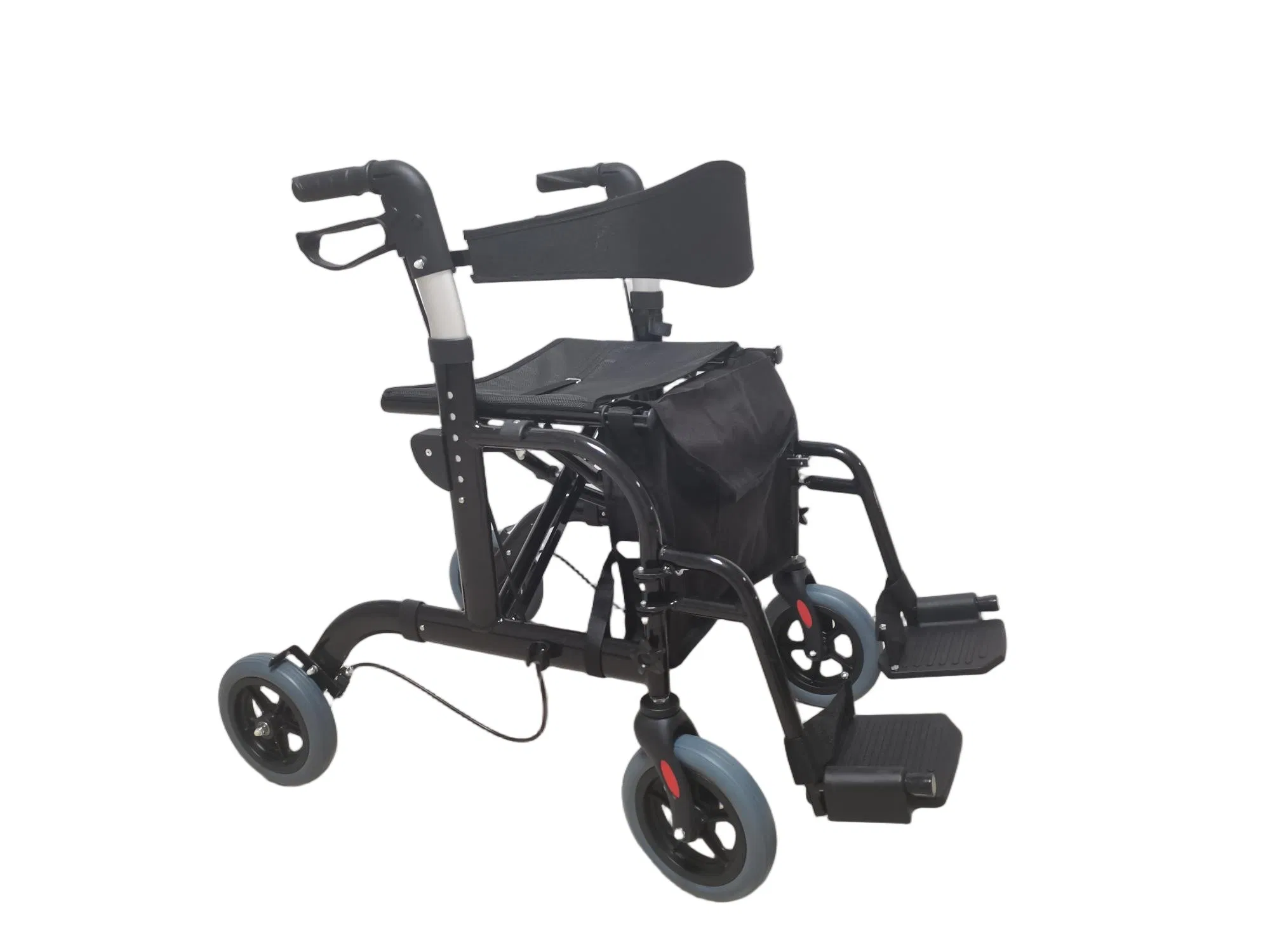 Foldable Rollator Walkers with Seat for Seniors, Height Adjustable Handle, 8'' Wheels
