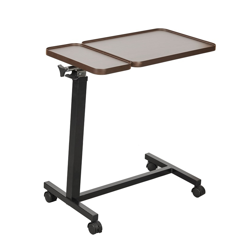 Medical-Grade Portable Overbed Table with Dual Tabletops China Manufacture