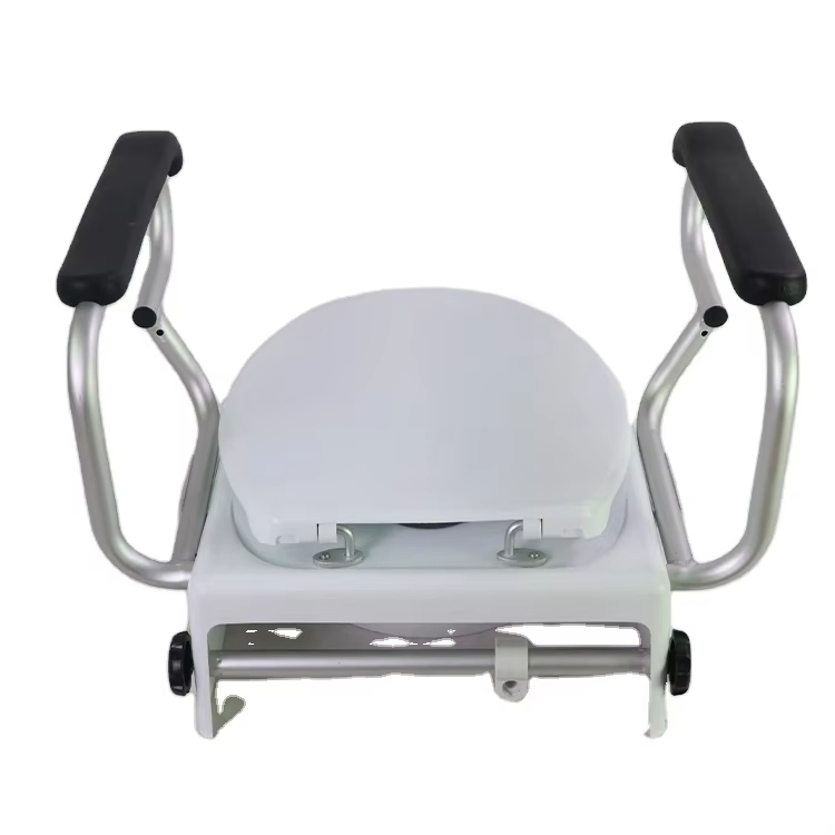 Raised Toilet Seat with Removable Padded Arms and Slip-Resistant Bottom