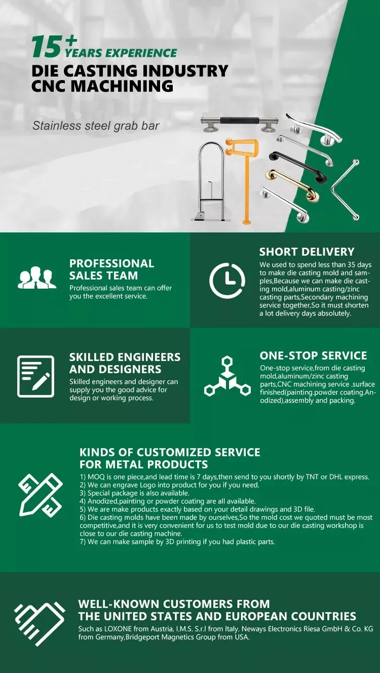 Bathroom Steel Shower Bright Chrome Grab Bars with Soap Box