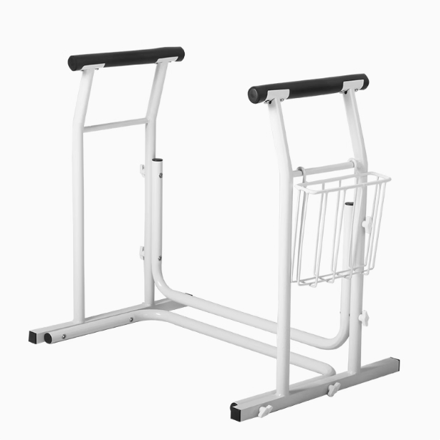 Free Standing Safety Rail for Toilet with Basket Attached
