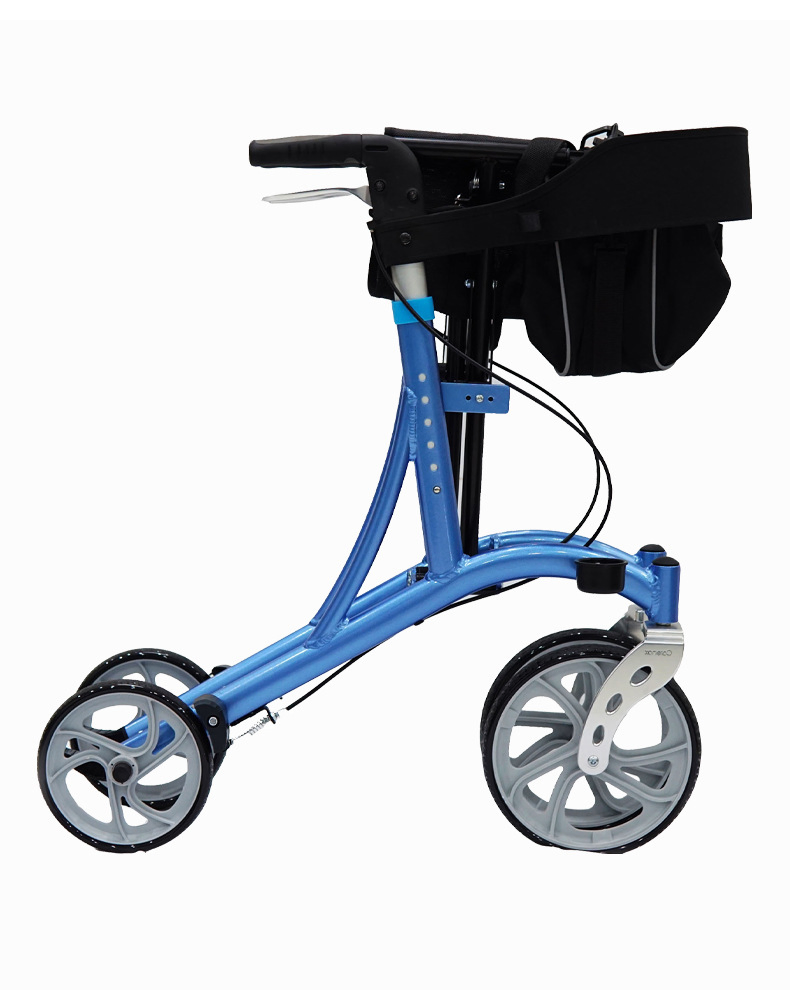 Seniors- Aluminum Rollator Easy Folding Senior Walker with Seat Backrest