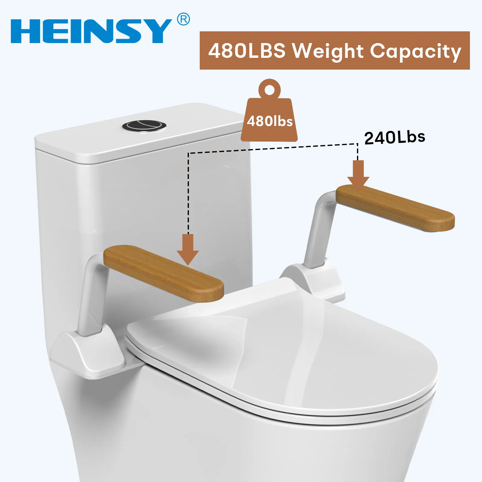 Heinsy Toilet Safety Rails with Flip up Non-Slip Armrest for Elderly.