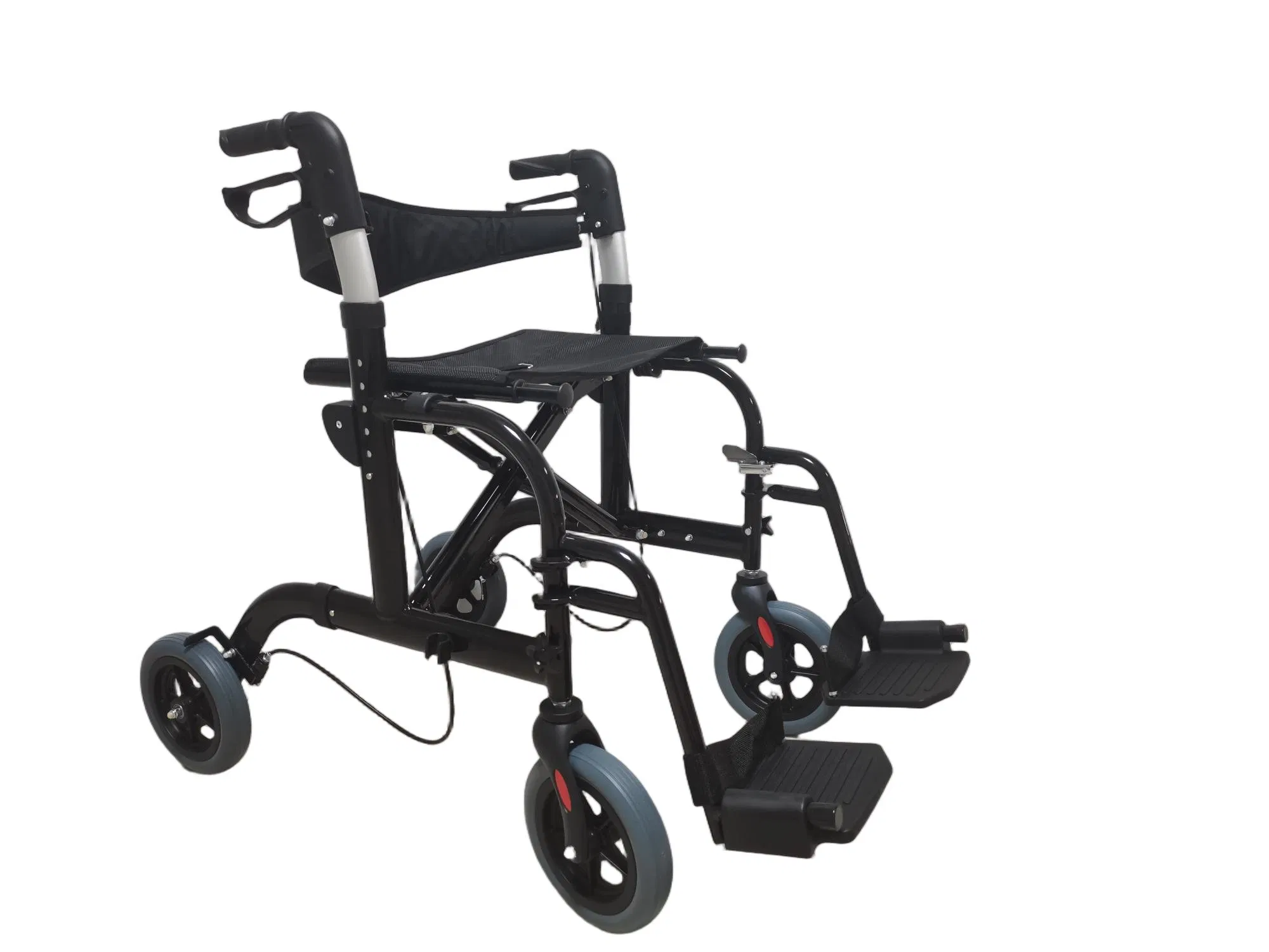 Foldable Rollator Walkers with Seat for Seniors, Height Adjustable Handle, 8'' Wheels