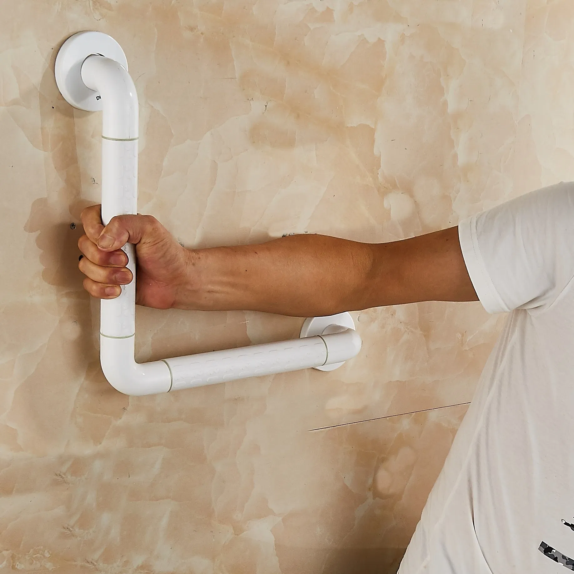 L Type White Stainless Steel Handrail Bathroom Toilet Grab Bar for Disabled