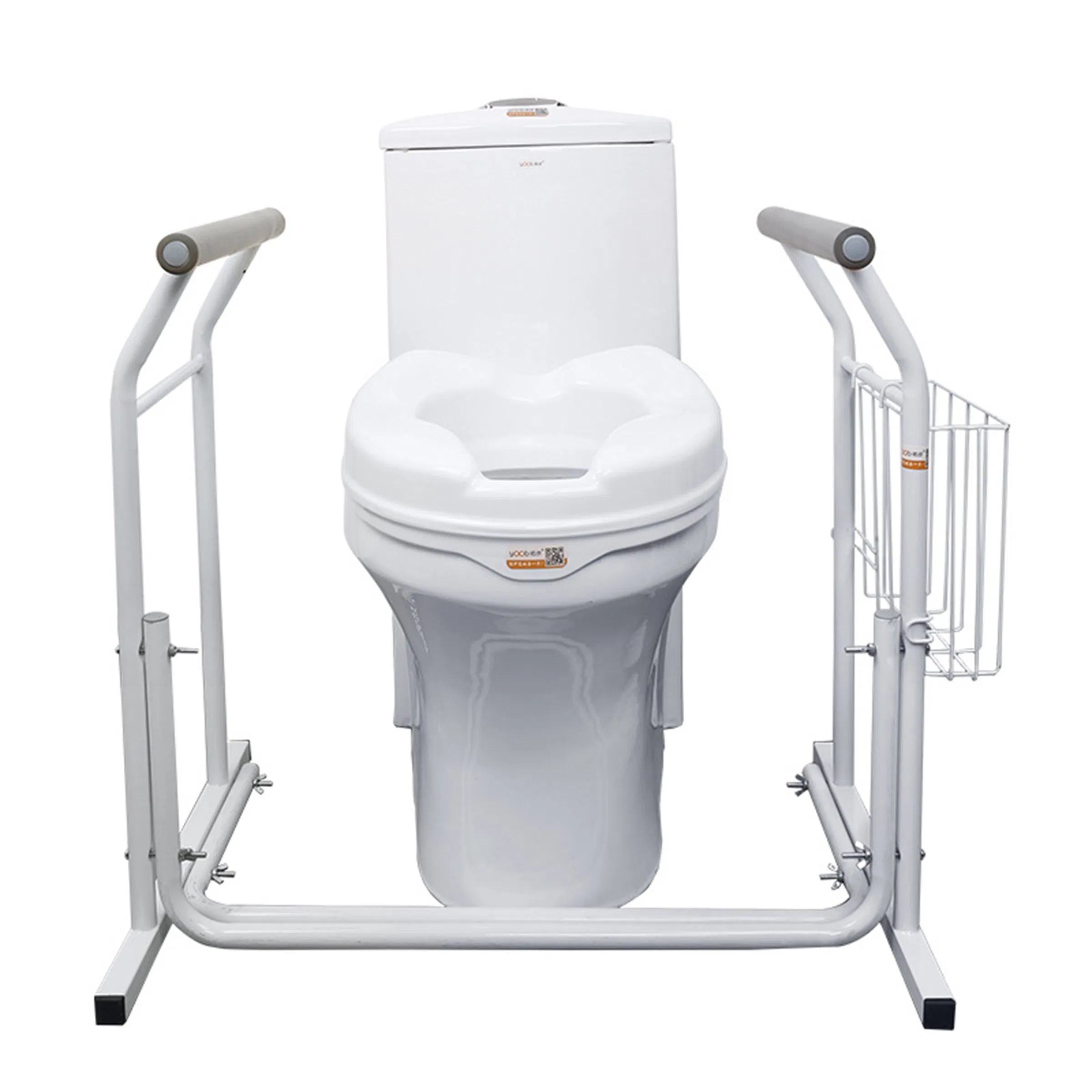 Free Standing Safety Rail for Toilet with Basket Attached
