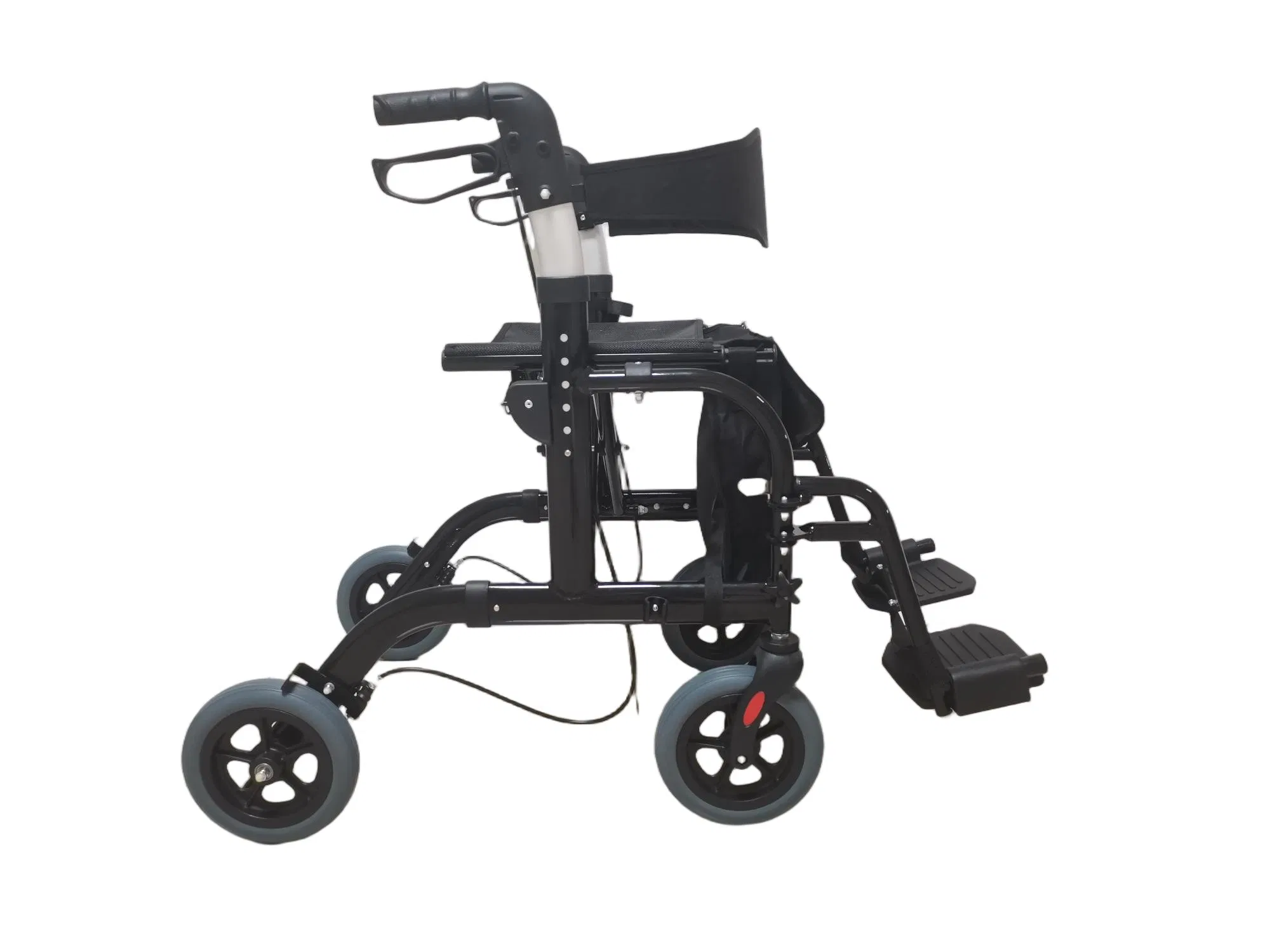 Foldable Rollator Walkers with Seat for Seniors, Height Adjustable Handle, 8'' Wheels