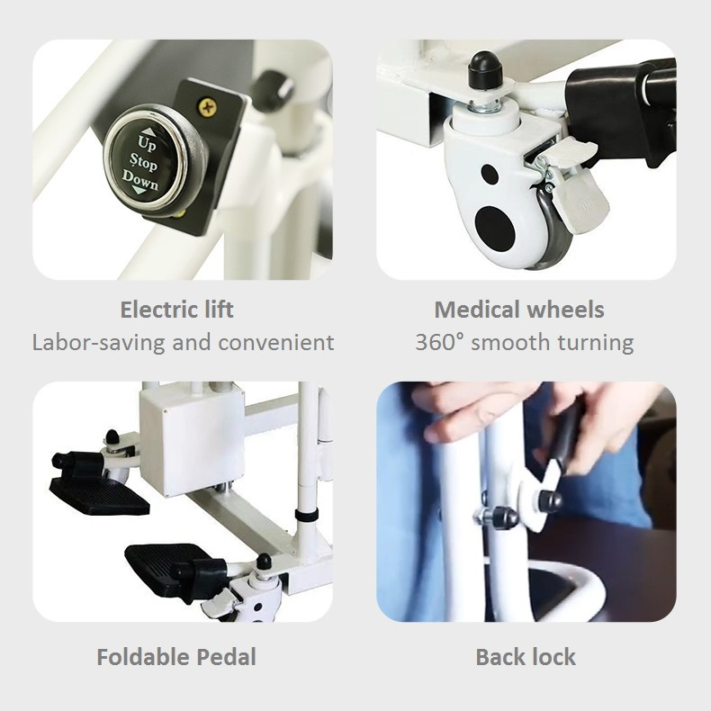 Ksm-207 Factory Wholesale Transfer Chair Electric Wheelchair Nursing Powered Commode Electric Patient Lift