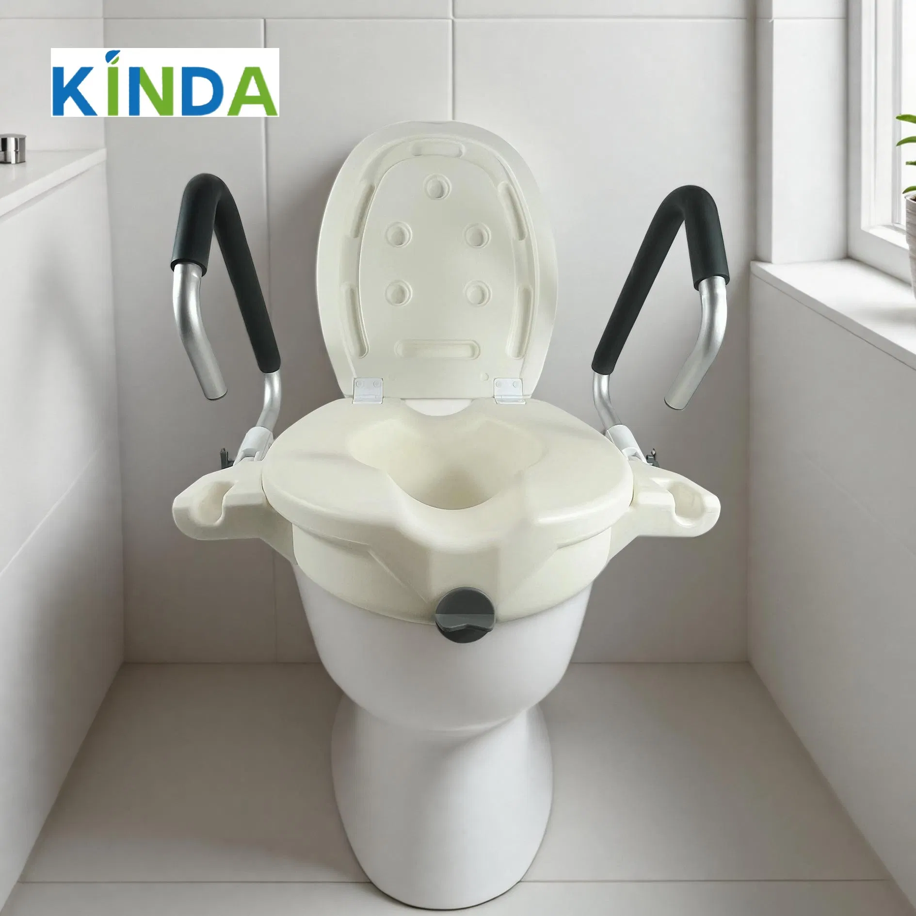 Friendly Handle Attached Raised Toilet Seat