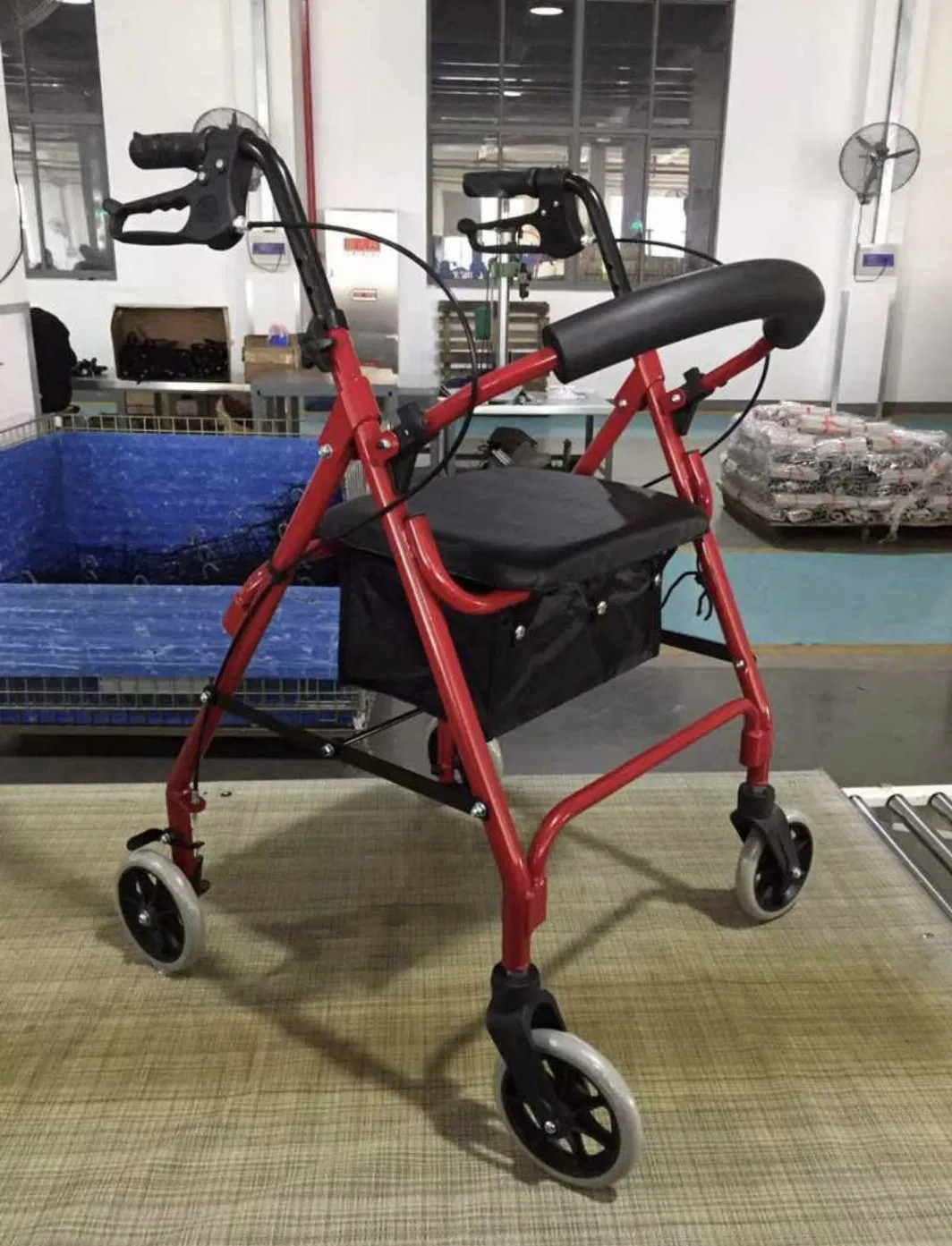 Lightweight Foldable Rolling Aluminum Multifunction Walker Rollator with Seat Handles and Backrest