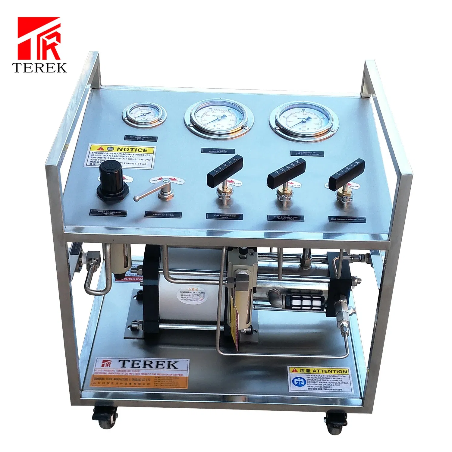 Terek Brand Air Driven Oxygen Cylinder Filling Transfer Machine Nitrogen Filling Bench