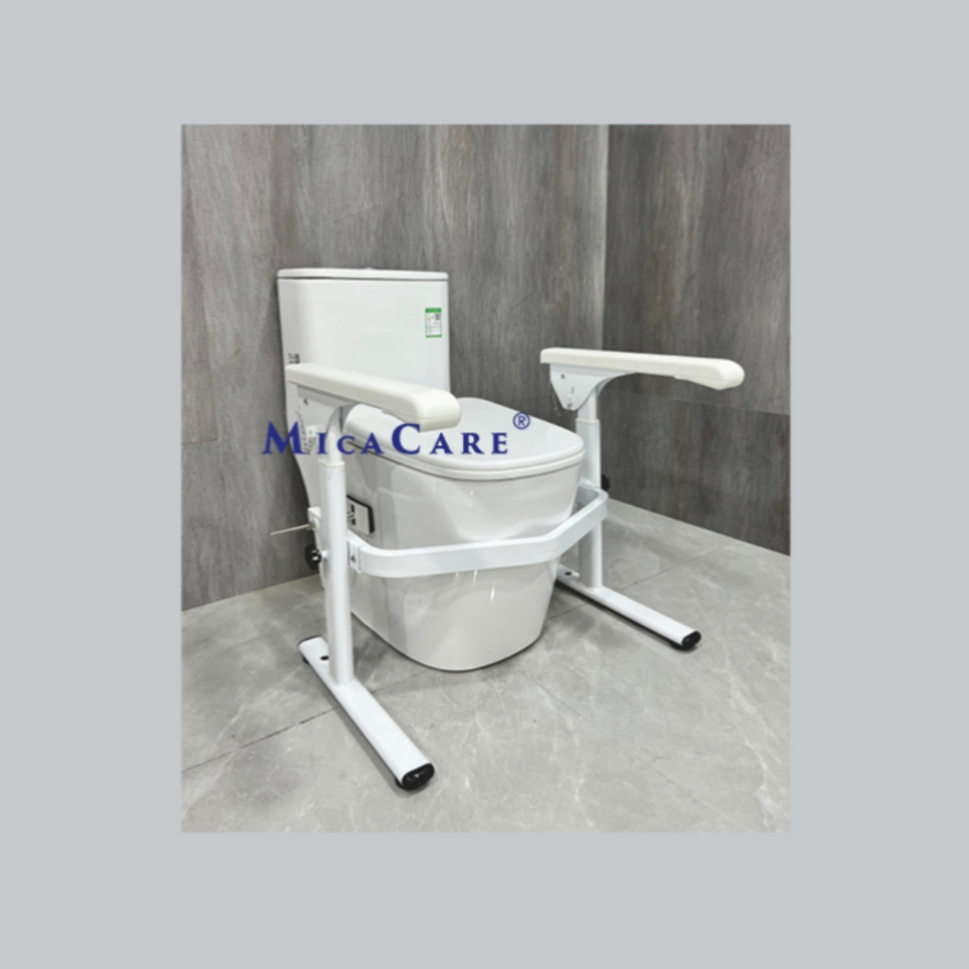 Adjustable Height Toilet Safety Rails with Ergonomic Folding Arms