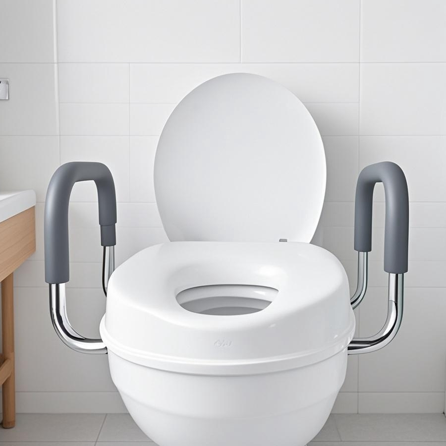 Adjustable Height Plastic Raised Toilet Seat with Handles