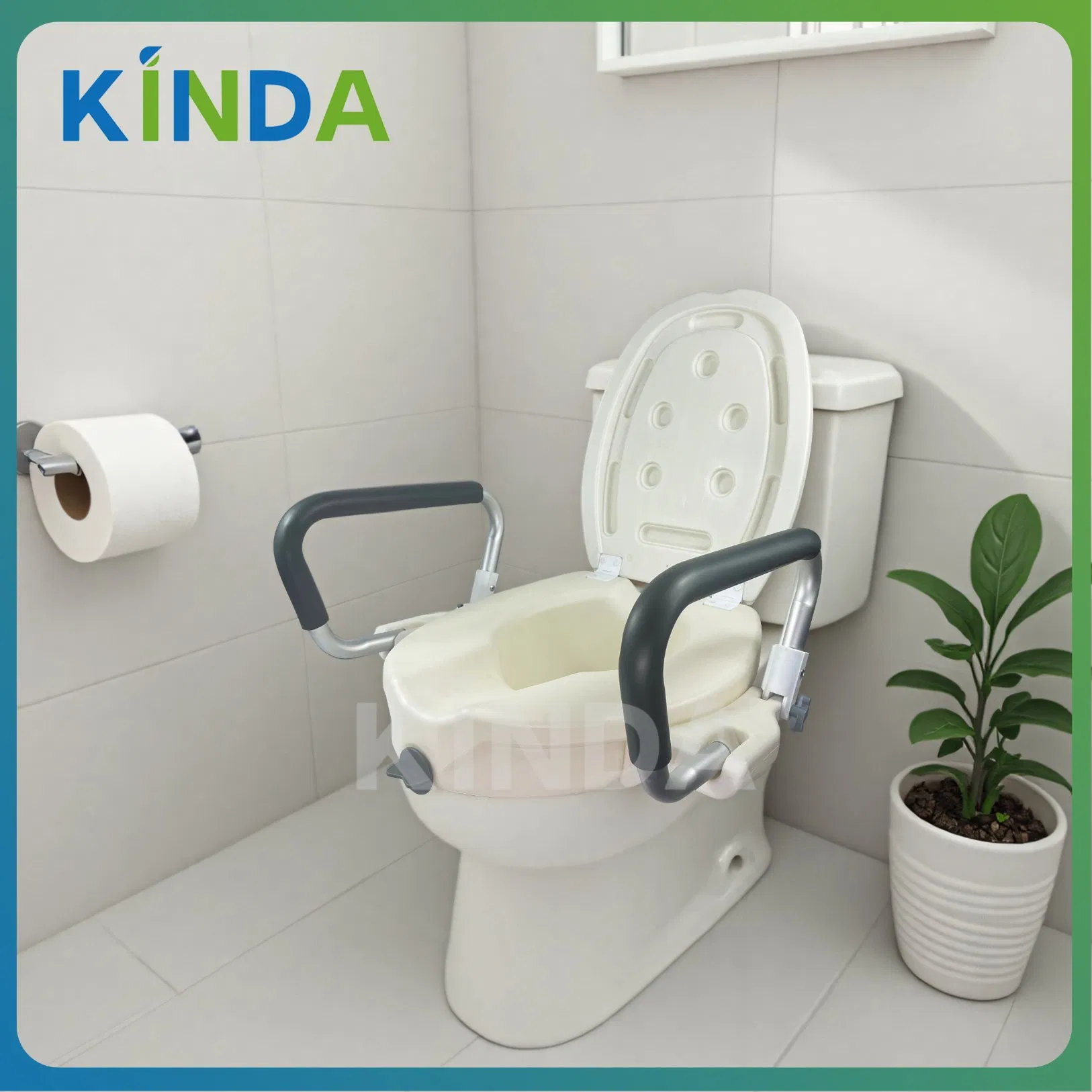 Friendly Handle Attached Raised Toilet Seat