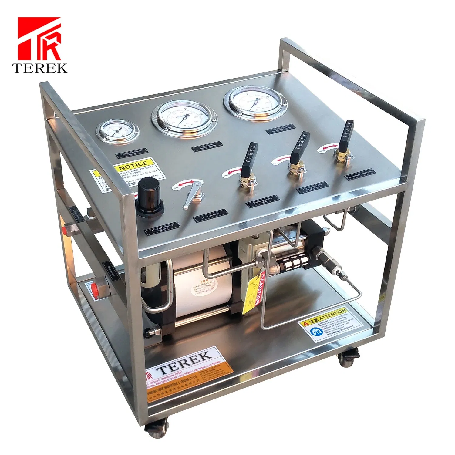 Terek Gas Transfer Pump Adjustable Output Pressure Gas Pressurization System Leak Testing Bench