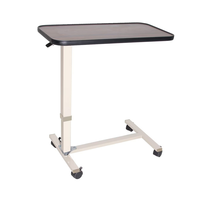 Height Adjustable Overbed Table Hospital Manual Lifting Laptop Computer ABS Dining Table