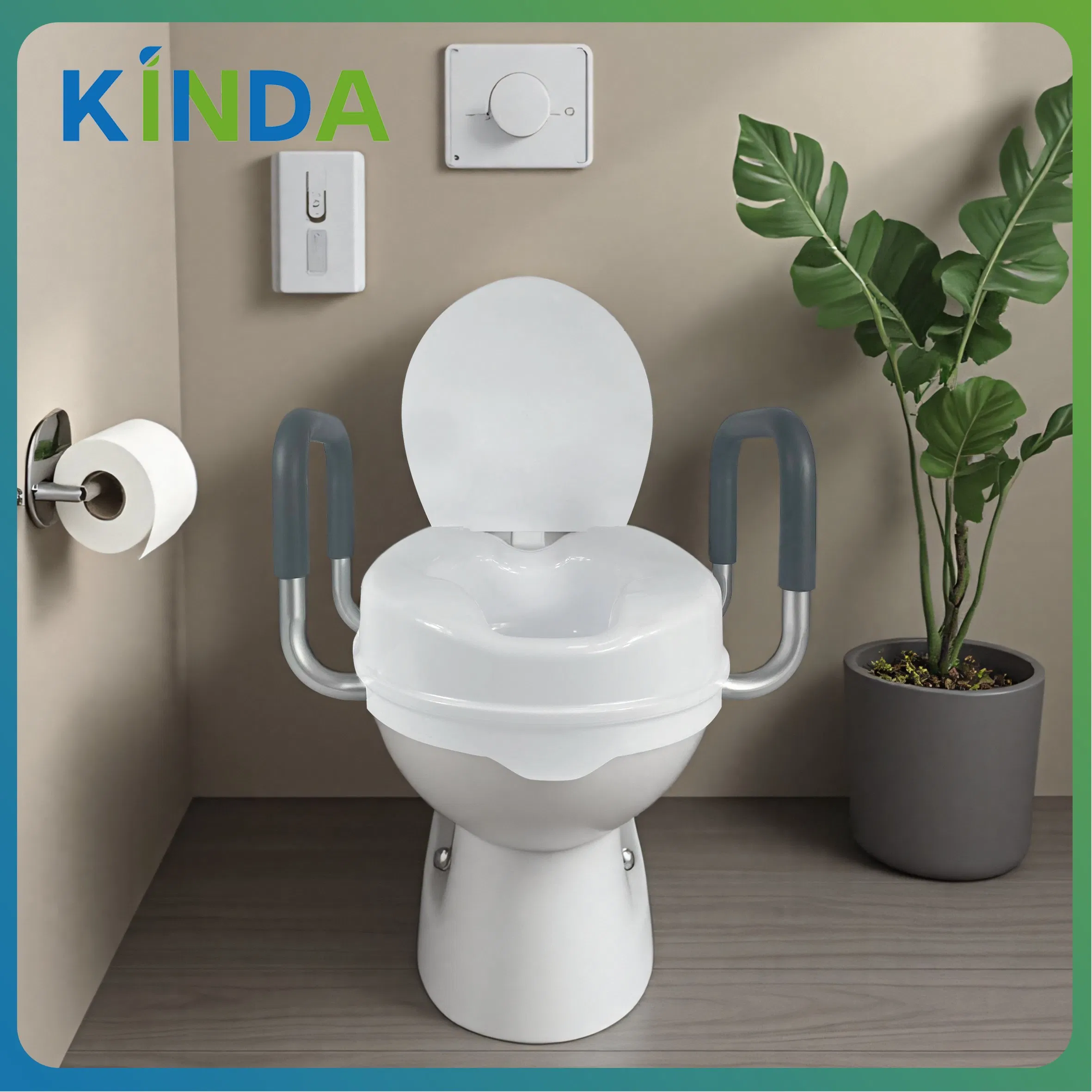 Portable Raised Toilet Seat with Handles for Elderly Care