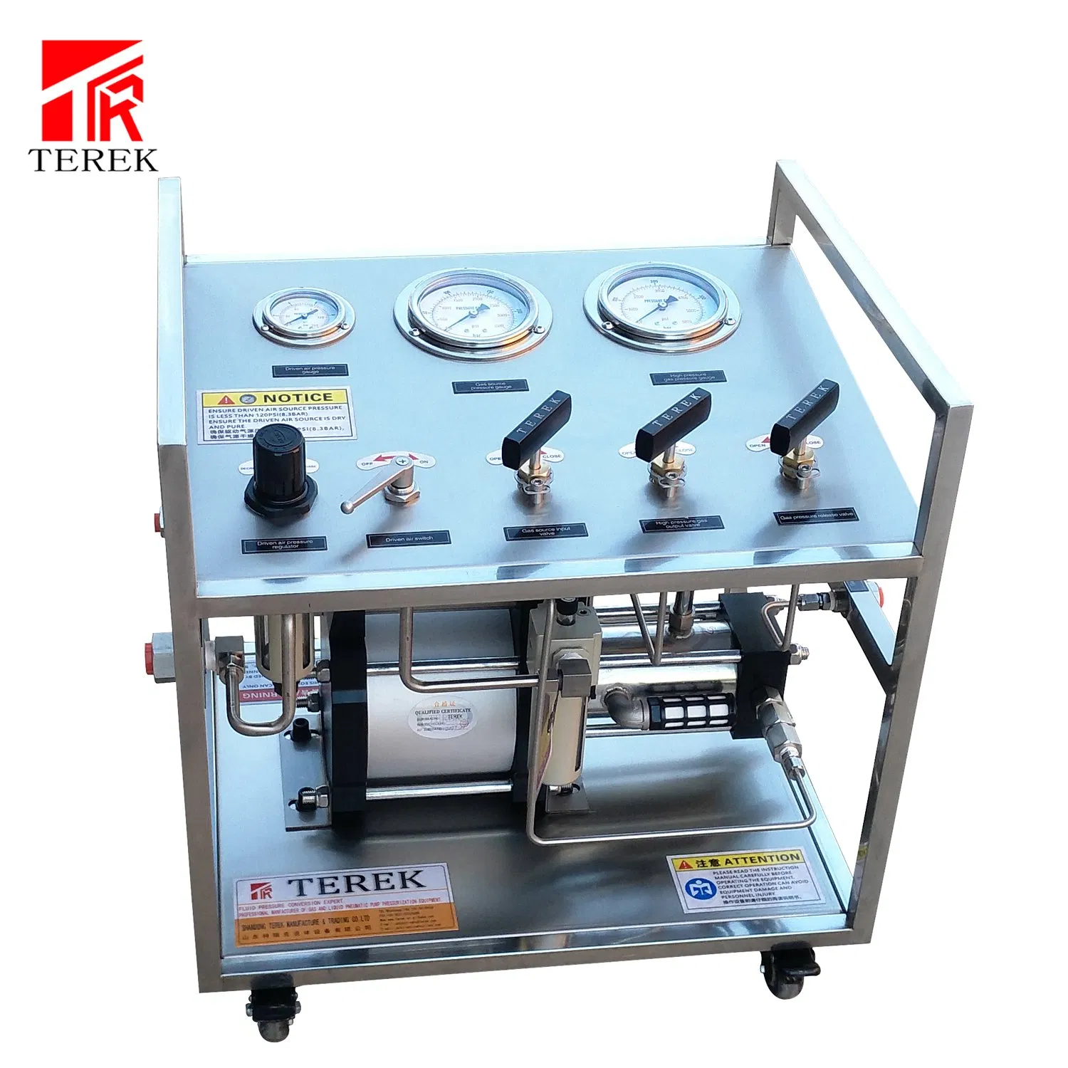 Terek Brand Air Driven Oxygen Cylinder Filling Transfer Machine Nitrogen Filling Bench
