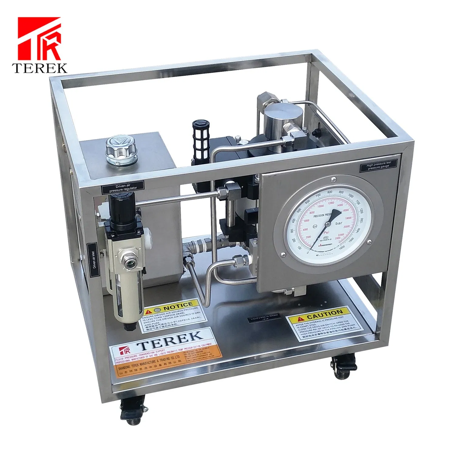 Terek Pneumatic Drive Liquid Transfer Pressure Pump Test Bench for Explosion Tear Testing