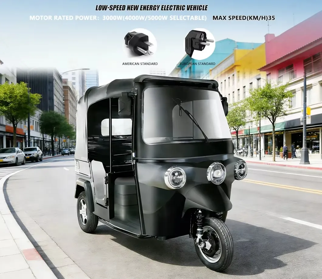 Tuktuk eléctrico comercial personalizado al por mayor 400kg capacidad de carga para turismo 70-90km autonomía de conducción triciclo eléctrico con carrocería cerrada