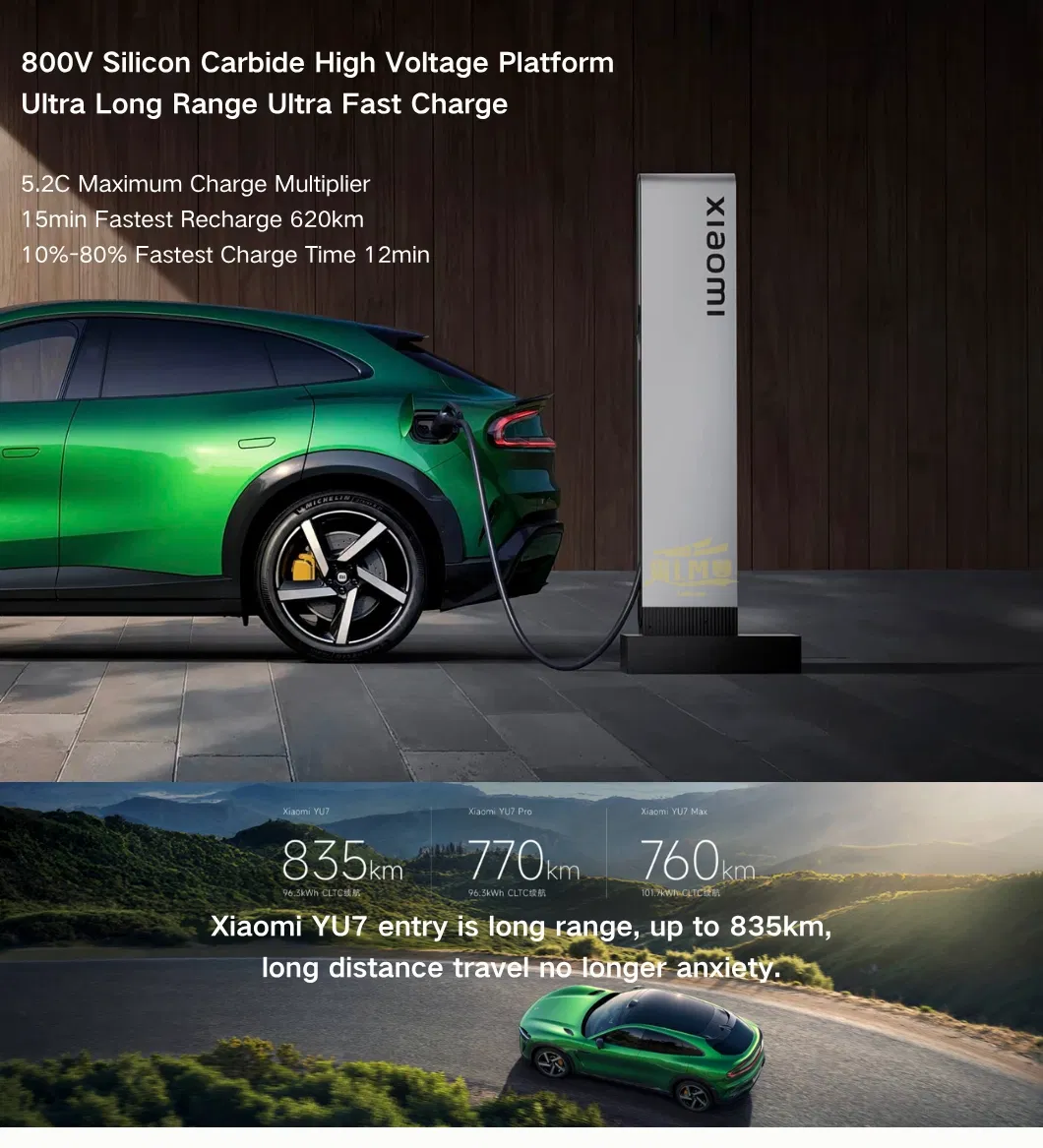 Rendimiento Potente Conectividad Xiao Mi Yu7 Auto Eléctrico para Conducción Urbana