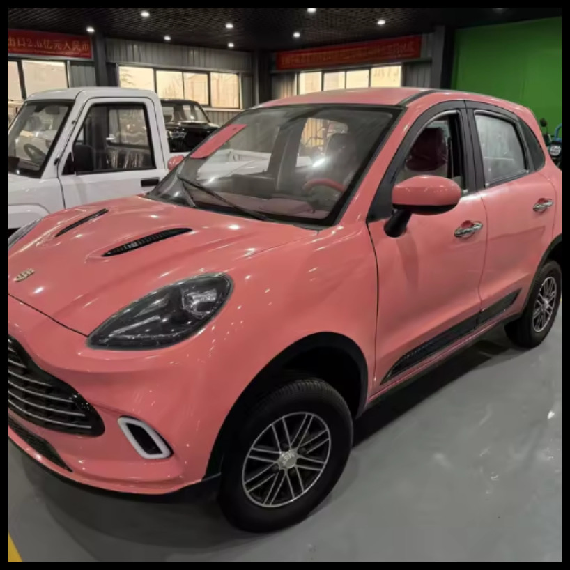 2026 Nuevo Coche Eléctrico de Baja Velocidad Estilo Por Sche Rosa 4 Puertas 4 Asientos Mini EV Vehículo Commuter para Adultos de Hogar Batería de Litio Opcional Aire Acondicionado