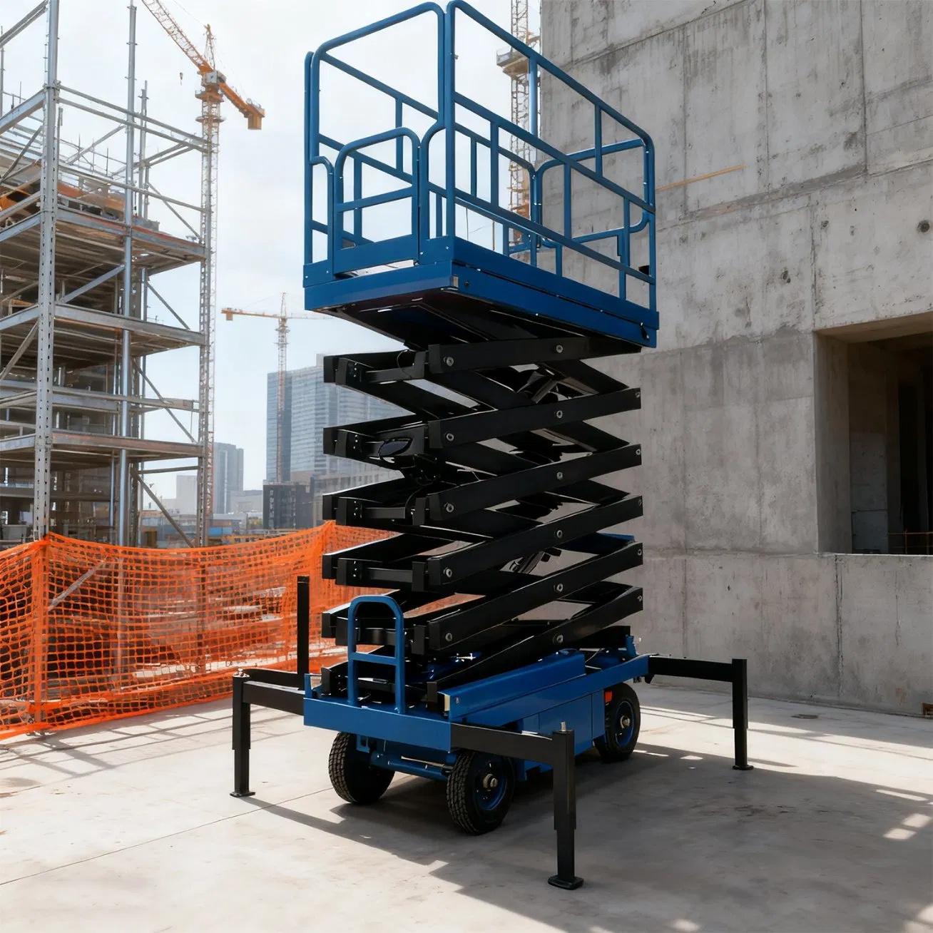 Elevador de tijera eléctrico móvil, plataforma elevadora de tijera para construcción