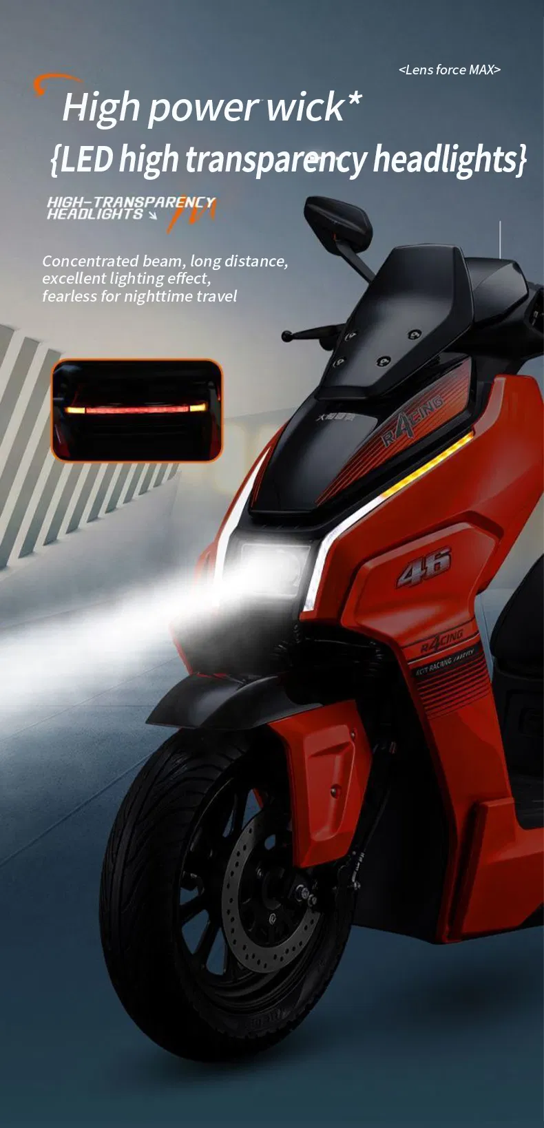 Motocicleta Eléctrica de Alta Eficiencia 72V para Flota de Entrega Urbana