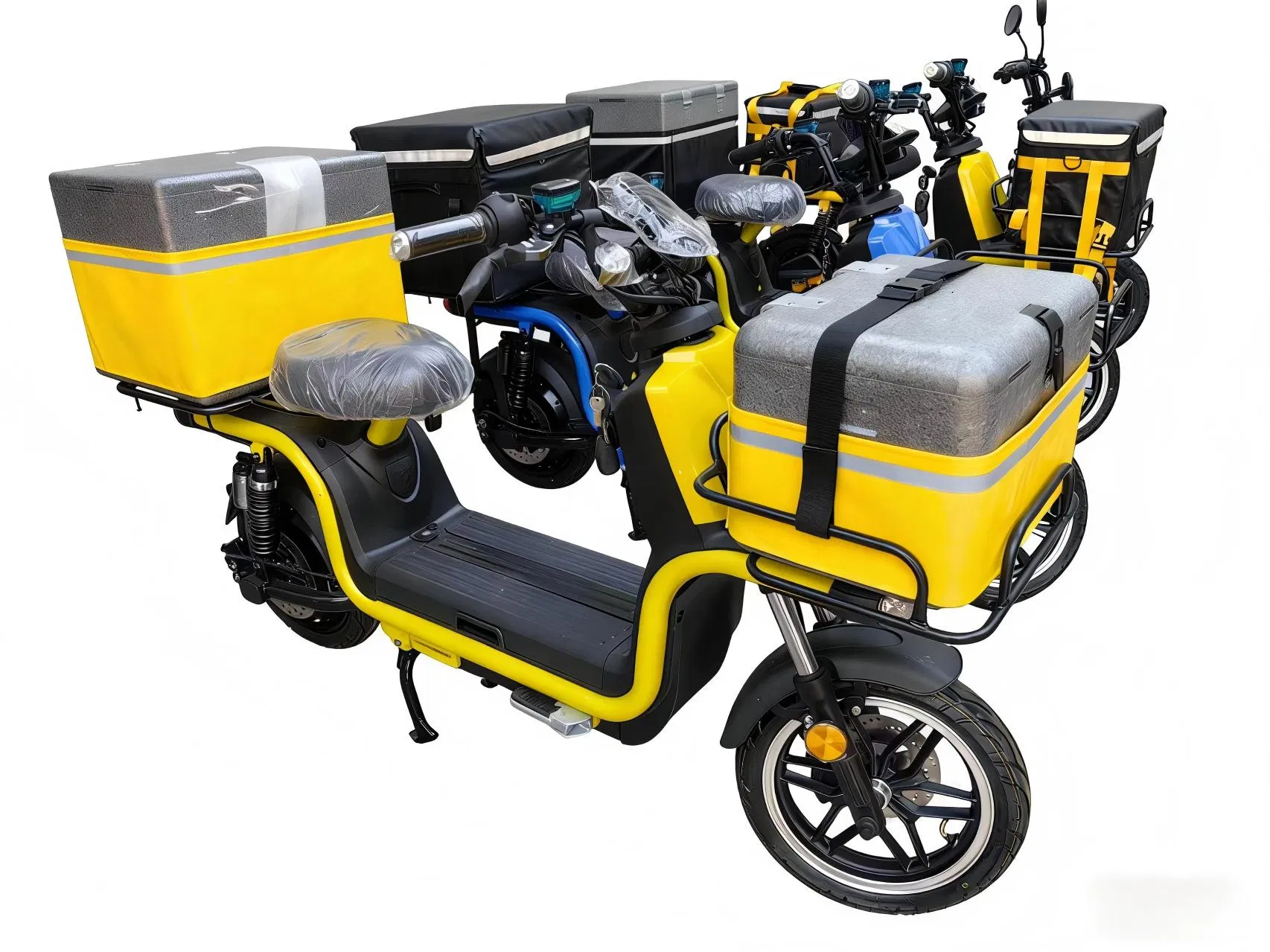 Scooter Eléctrico para Commuters 5000W, Doble Asiento, Rack Reforzado, Alta Capacidad de Carga Gestión de Flota Scooter Eléctrico