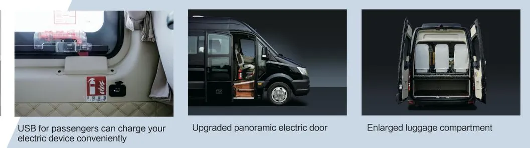 Nuevos autobuses comerciales en venta, conversión de furgoneta eléctrica E-Transit para pasajeros