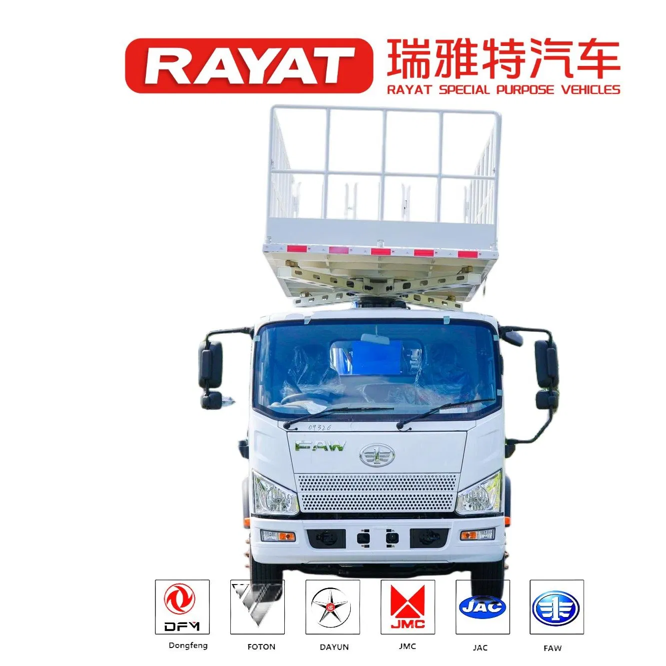 Fabricante chino Plataforma de rodillos giratorios FAW 23 Metro Plataforma de trabajo aéreo elevadora 800kg Capacidad elevador de brazo hidráulico con PTO neumático