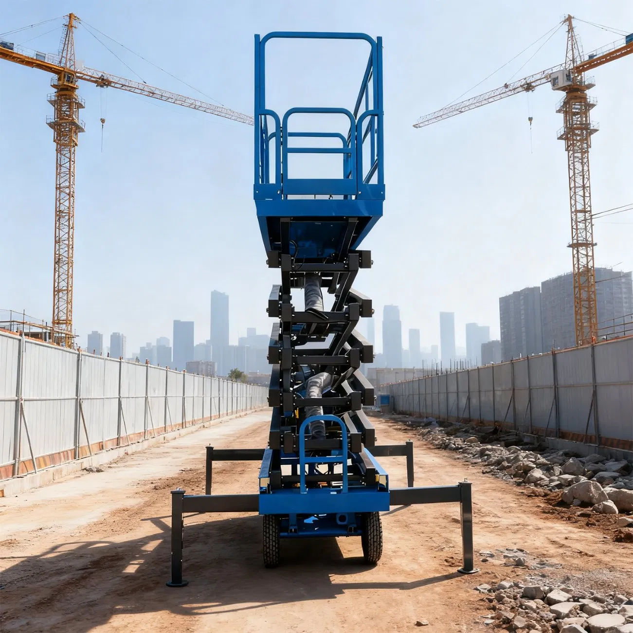 Elevador de tijera eléctrico móvil, plataforma elevadora de tijera para construcción
