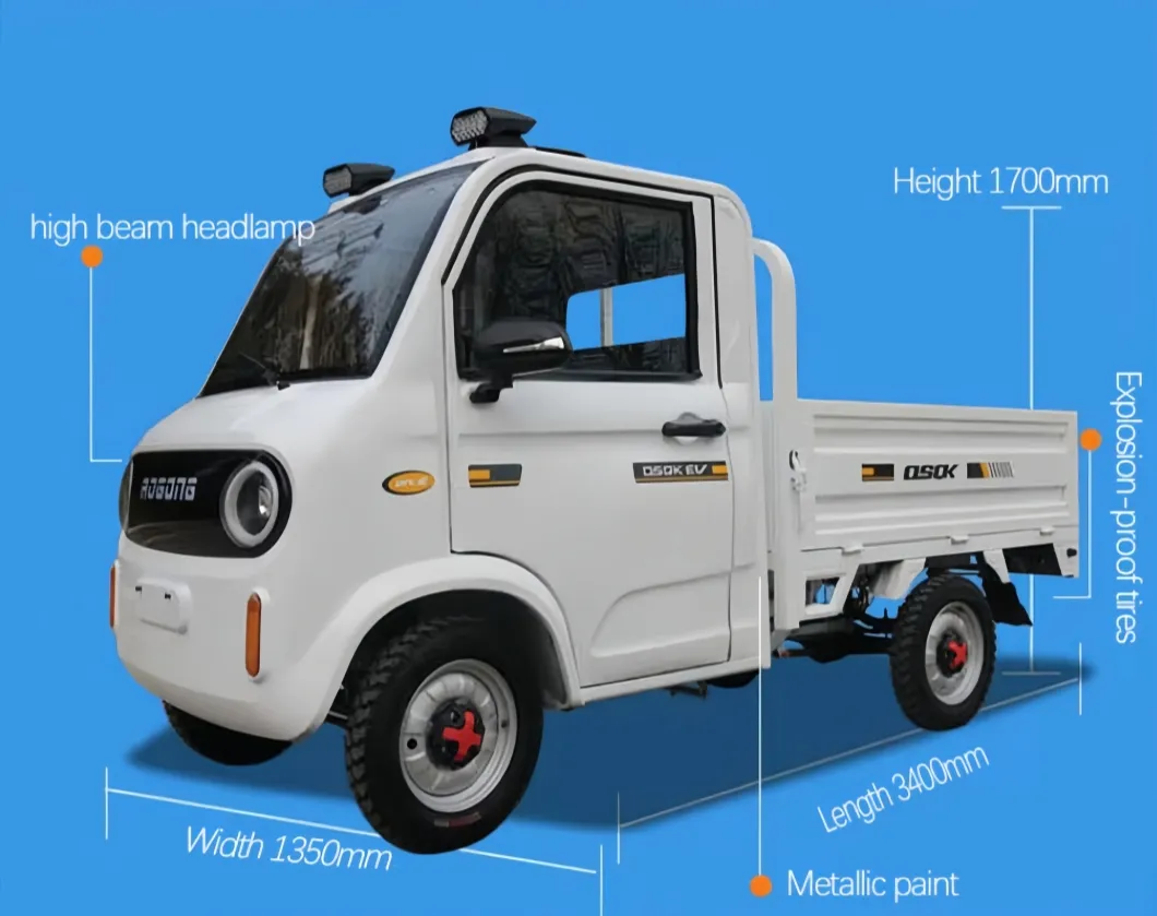 Vehículo Eléctrico Mini de Baja Velocidad 4 Ruedas Conducción Camioneta Pequeña Movilidad Doméstica con Cubo Volcador